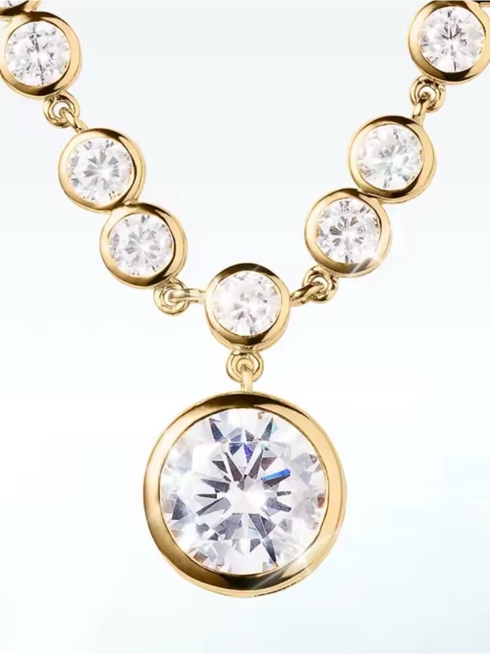 Classic 18k Gold Fille Crystal White Lab Sapphire Necklace
